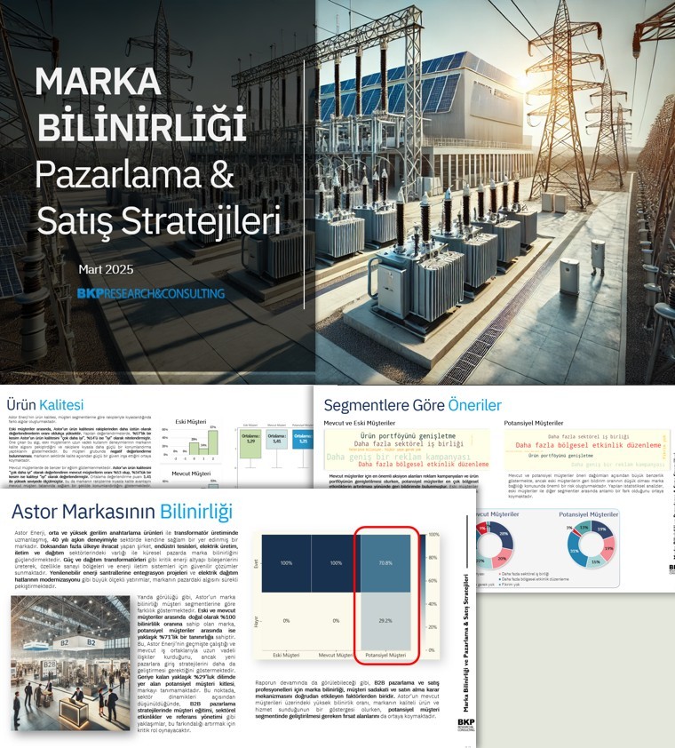 Türkiye’de enerji sektöründe faaliyet gösteren şirketin detaylı biçimde 3 segment altında marka bilinirliği algısını, rakiplerle karşılaştırmayı analiz ettik. Raporlama ile birlikte pazarlama ve satış stratejileri geliştirdik.